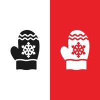 ícone de vetor de luva de neve de natal natal no estilo glifo