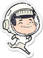 vinheta angustiada de um astronauta de desenho animado feliz vetor