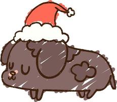 desenho de giz de cachorrinho de natal vetor