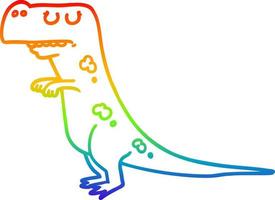 desenho de linha de gradiente de arco-íris dinossauro de desenho animado vetor