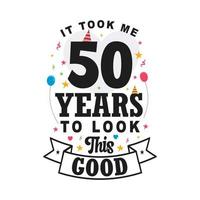 levei 50 anos para parecer tão bom. 50º aniversário e celebração de 50º aniversário design de letras vintage. vetor