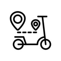 gps de scooter marcam ilustração de contorno de vetor de ícone de direção de caminho