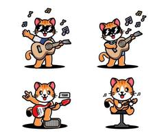 gato fofo tocando guitarra vetor