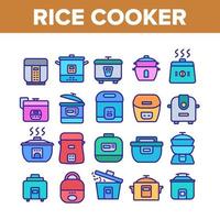 conjunto de ícones de coleção de equipamentos de panela de arroz vetor