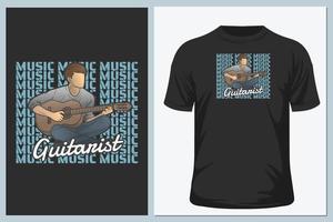 camiseta de música de guitarrista vetor