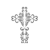 design de cruz sagrada para desenho de tatuagem vetor