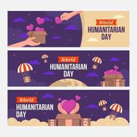 conjunto de bandeiras do dia humanitário vetor