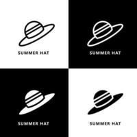 desenho de ícone de chapéu de verão. logotipo de vetor de símbolo de acessório de moda de praia