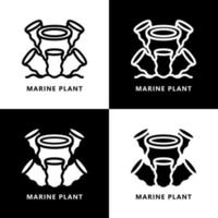 desenho de ícone de planta marinha. logotipo de vetor de símbolo de planta de folha de oceano