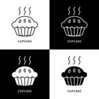 ícone de cupcake. logotipo de sobremesa de bolo de torta. símbolo de vetor de equipamentos de padaria e cozinha