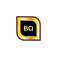 design de logotipo de círculo de letra bq com cor dourada vetor