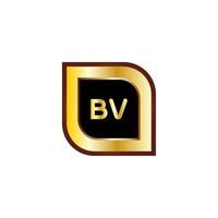 design de logotipo de círculo de letra bv com cor dourada vetor
