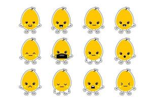 Feliz Páscoa. definir ícones de ovos emoji fofos. ilustração de símbolo de silhueta de cartão postal vetor
