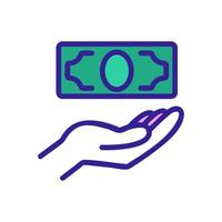 ilustração de contorno de vetor de ícone de transferência de dinheiro de mão