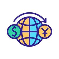 ilustração de contorno de vetor de ícone de câmbio de moeda do planeta