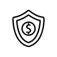 ilustração de contorno de vetor de ícone de transferência de dinheiro de proteção
