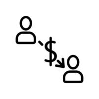 ilustração de contorno de vetor de ícone de transferência de dinheiro de pessoas