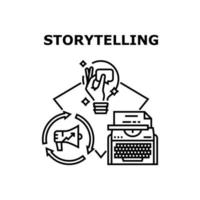 ilustração em preto do conceito de vetor de contar histórias