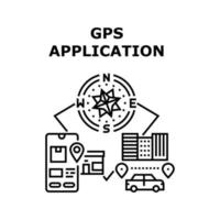 ilustração de conceito de vetor de aplicativo gps preto