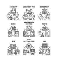 serviço de navegação conjunto de ilustrações vetoriais de ícones vetor