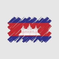 pinceladas de bandeira do camboja. bandeira nacional vetor