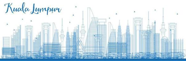 delinear o horizonte de Kuala Lumpur com edifícios azuis. vetor