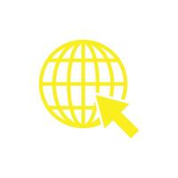 web de vetor amarelo eps10 ou vá para o ícone da web isolado no fundo branco. símbolo do globo em um estilo moderno simples e moderno para o design do seu site, logotipo, pictograma, interface do usuário e aplicativo móvel