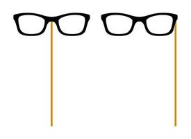 óculos com vara de madeira no fundo branco vetor