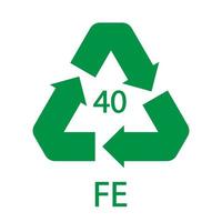 símbolo de reciclagem de plástico fe 40, plástico de embalagem. ilustração vetorial vetor