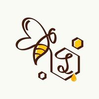 logotipo inicial da abelha j vetor