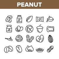 conjunto de ícones de elementos de coleção de alimentos de amendoim vetor