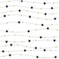 estrelas negras com pontos de ouro sem costura padrões com fundo branco vetor