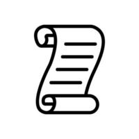 vetor de ícone de rolagem de papel pergaminho. ilustração de símbolo de contorno isolado