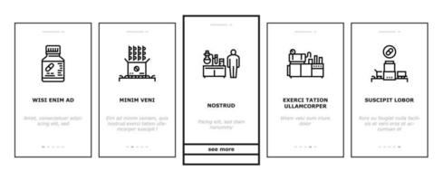 conjunto de ícones de integração da fábrica de produção de medicamentos médicos vetor