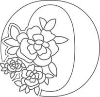 livro de colorir letra do alfabeto floral para crianças. ilustração em vetor de alfabeto educacional último com páginas para colorir de trabalho de arte de flores. estilo doodle.