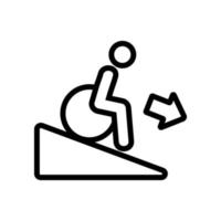 homem para baixo ilustração de contorno de vetor de ícone de cadeira de rodas