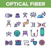 vetor de conjunto de ícones de elementos de cor de fibra óptica
