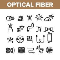 vetor de conjunto de ícones de elementos de coleção de fibra óptica