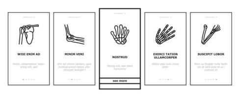 conjunto de ícones de integração da estrutura do esqueleto humano ósseo vetor