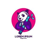 panda segurando o logotipo do personagem de bambu vetor