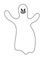 elemento de design de halloween fantasma sorridente assustador doodle vetor
