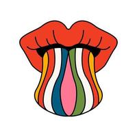 lábios com língua colorida. ilustração vetorial isolado. vetor
