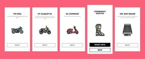 conjunto de ícones de integração de tipos de transporte de bicicleta de motocicleta vetor