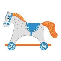 um ícone com a imagem de um cavalo de balanço de brinquedo de madeira infantil. ilustração em vetor estilo cartoon isolado.