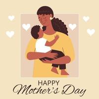 cartão de felicitações para o dia das mães, aniversário ou dia internacional da mulher. mulheres com filhos, família, pessoas. ilustração vetorial plana vetor