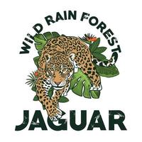 onça selvagem da floresta tropical, perfeito para design de camisetas e pesquisa de vida selvagem e logotipo de fundação vetor