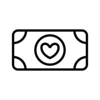 doando dinheiro para o vetor de ícone. ilustração de símbolo de contorno isolado
