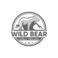 modelo de vetor de logotipo de urso selvagem