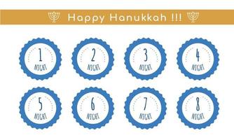 as velas de hanukkah são acesas dia após dia. regras de iluminação. tradição judaica menorah. símbolo de religião, conjunto de tags. ilustração vetorial vetor