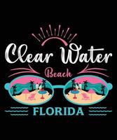 modelo de design de camiseta vetorial de praia de águas claras na Flórida vetor